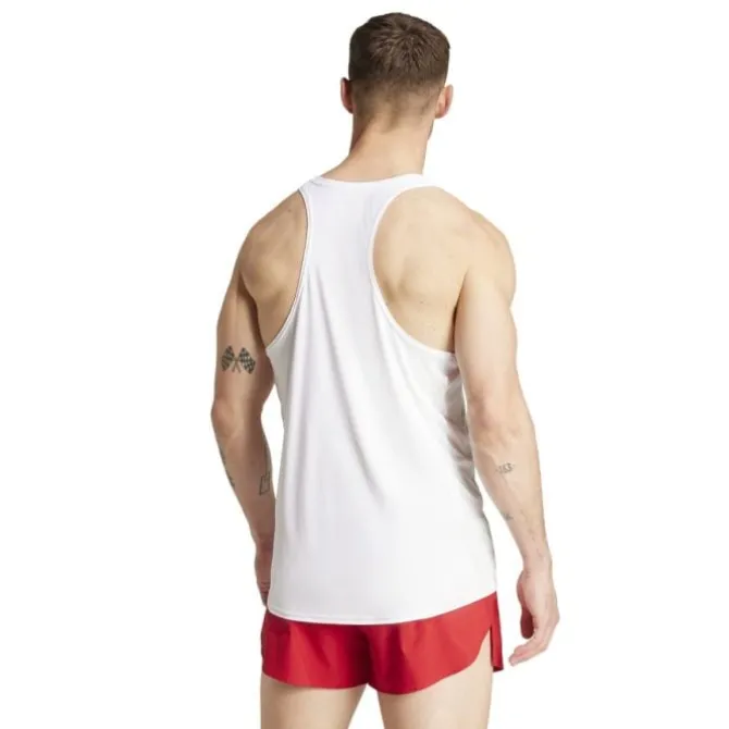 adidas Laufshirts>Adizero E Singlet Weiß