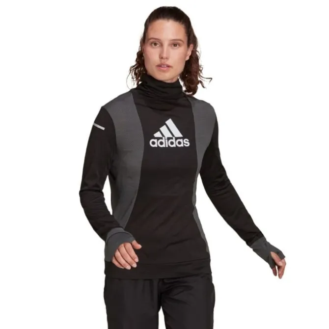 adidas Laufshirts>Block Ls Tee W Schwarz