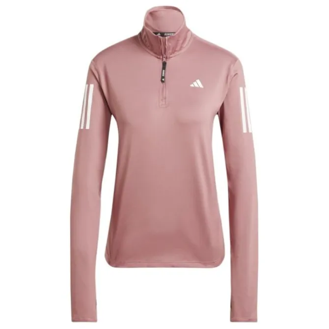 adidas Laufshirts>Own The Run Half-Zip Long Sleeve Rot-violett