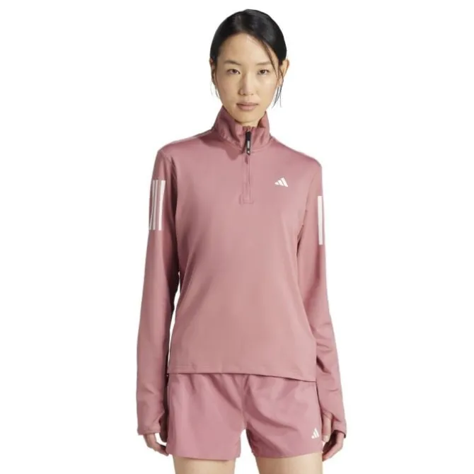 adidas Laufshirts>Own The Run Half-Zip Long Sleeve Rot-violett