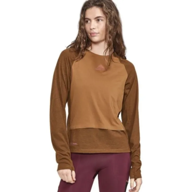 Craft Laufshirts>ADV Trail Wool Wind LS Tee Braun