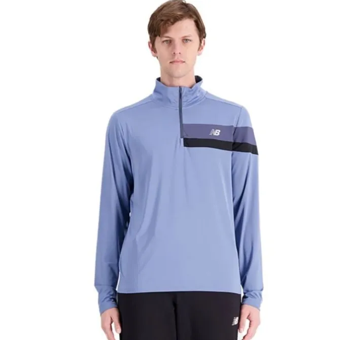 New Balance Laufshirts>Accelerate Half Zip Blau