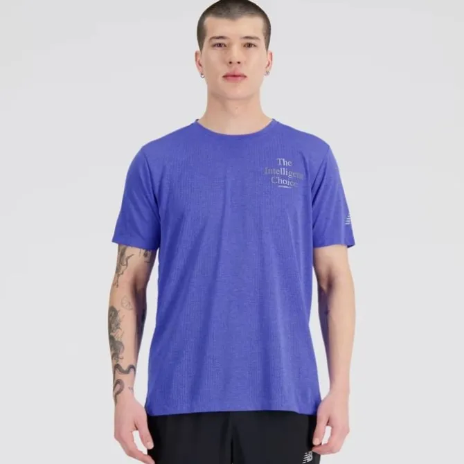 New Balance Laufshirts>Graphic Impact Run Short Sleeve Blau