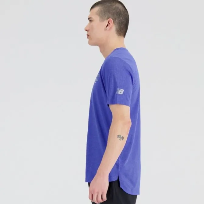 New Balance Laufshirts>Graphic Impact Run Short Sleeve Blau