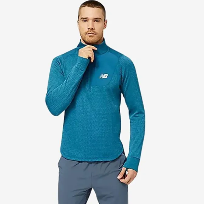 New Balance Laufshirts>NB Heat Grid Half Zip Blau
