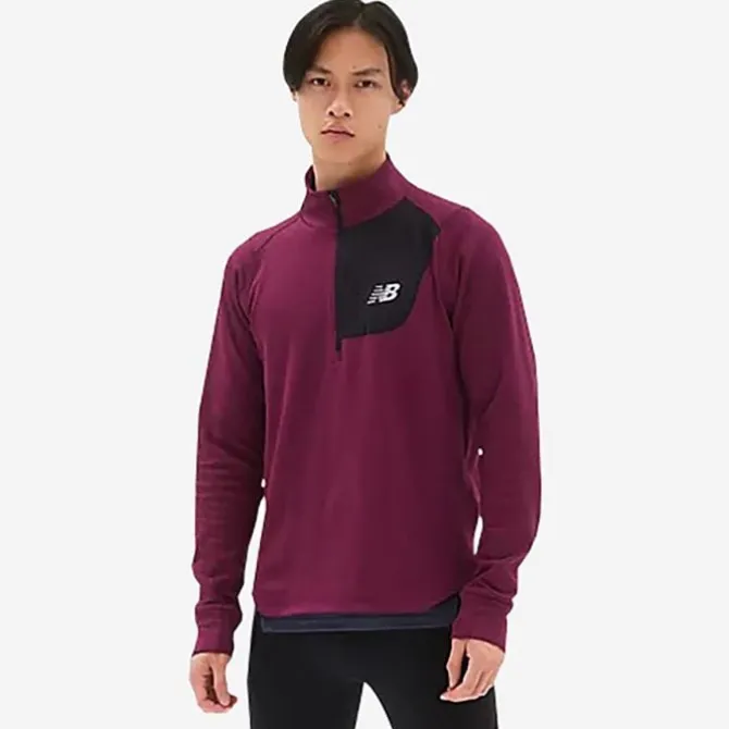 New Balance Laufshirts>NB Heat Grid Half Zip Rot