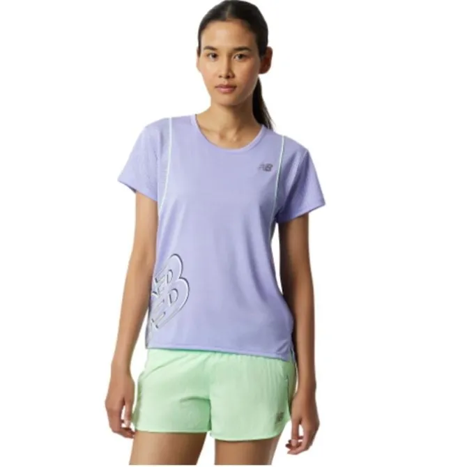 New Balance Laufshirts>Printed Fast Flight Short Sleeve Violett