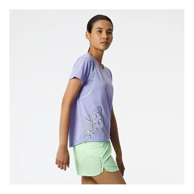 New Balance Laufshirts>Printed Fast Flight Short Sleeve Violett