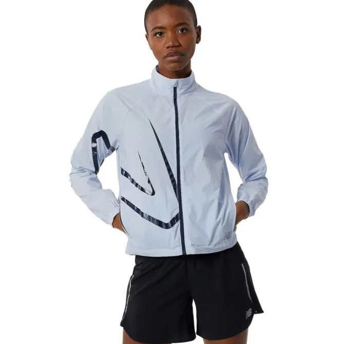New Balance Laufjacken>Printed Impact Run Light Pack Jacket Blau