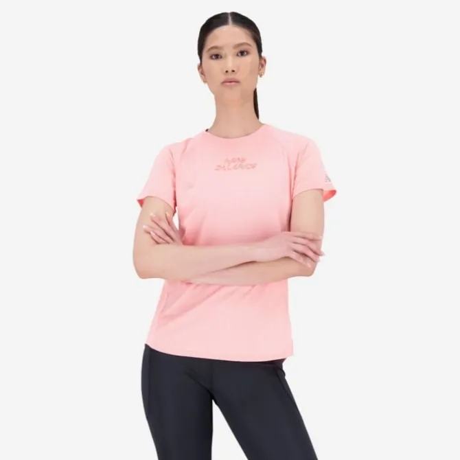 New Balance Laufshirts>Printed Impact Run Short Sleeve Rot-violett