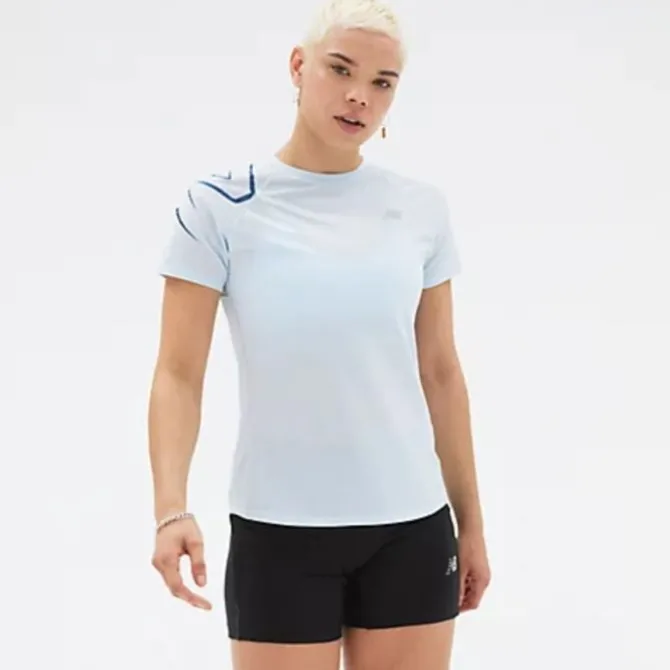 New Balance Laufshirts>Printed Impact Run Short Sleeve Blau