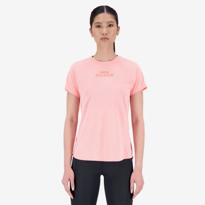 New Balance Laufshirts>Printed Impact Run Short Sleeve Rot-violett