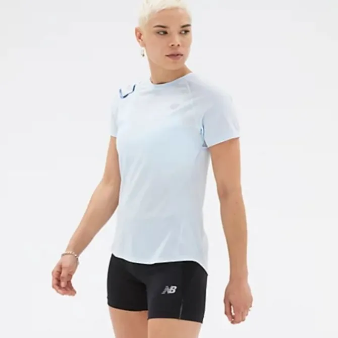 New Balance Laufshirts>Printed Impact Run Short Sleeve Blau