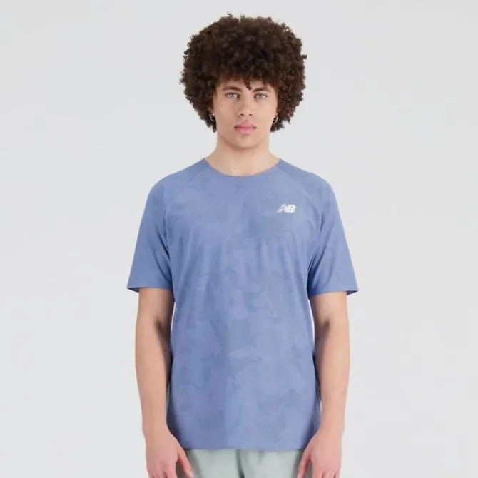 New Balance Laufshirts>Speed Jacquard Short Sleeve Blau