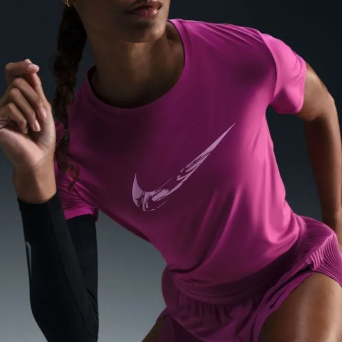 Nike Laufshirts>Dri-FIT One Swoosh Heathered Short Sleeve Tee Rot-violett