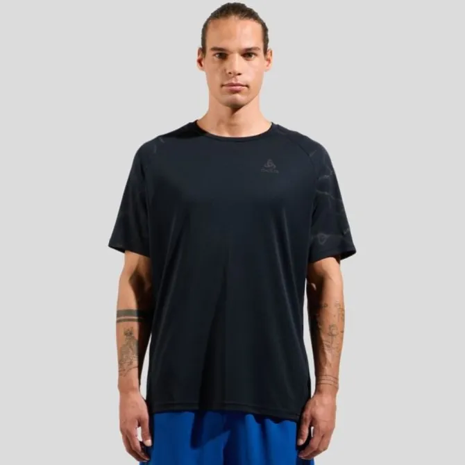 Odlo Laufshirts>Essential Print T-Shirt Crew Neck Schwarz