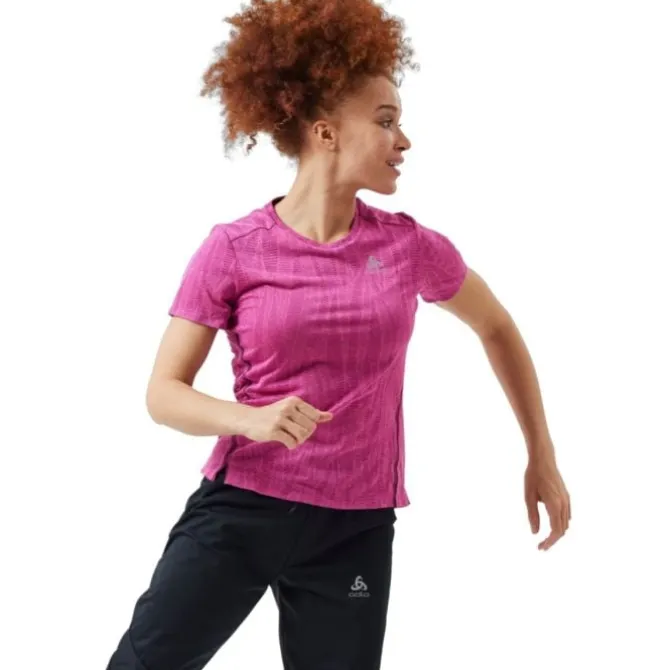 Odlo Laufshirts>T-shirt Crew Neck Short Sleeve Zeroweight Rot-violett