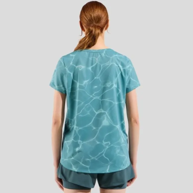 Odlo Laufshirts>Zeroweight Chill-Tec Print T-Shirt Crew Neck Grün