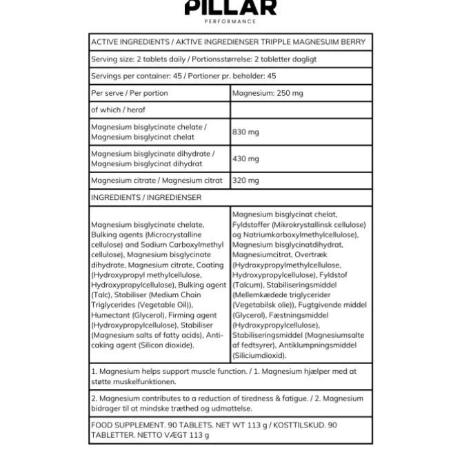 PillarPerformance Sportnahrung>Triple Magnesium Professional Recovery Powder Berry Pouch (200g) Weiß