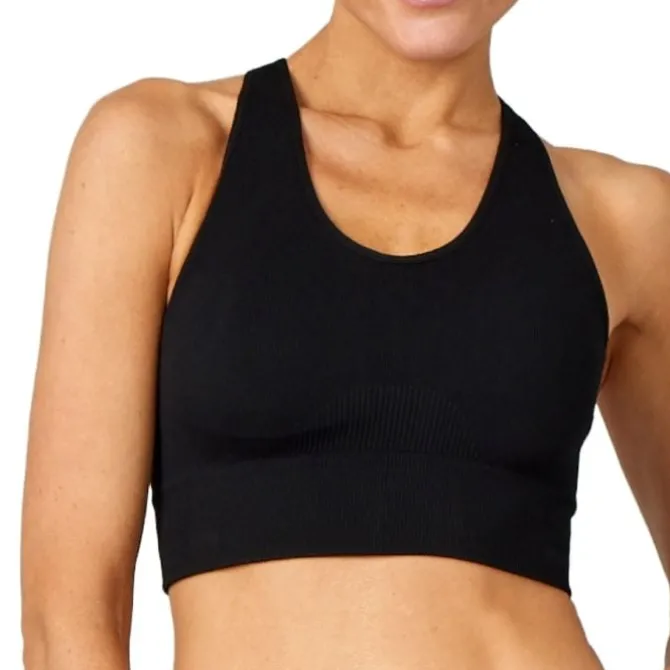 PureLime Sport-bhs>Seamless Rib Bra Top Schwarz