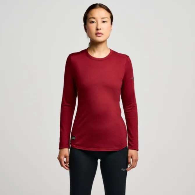 Saucony Laufshirts>Peregrine Merino Long Sleeve Rot