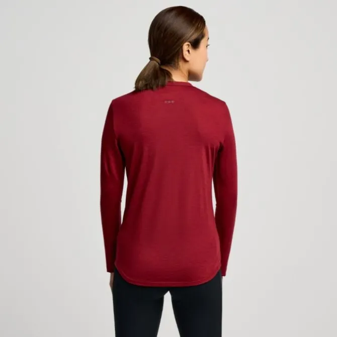 Saucony Laufshirts>Peregrine Merino Long Sleeve Rot