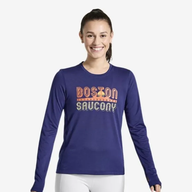 Saucony Laufshirts>Stopwatch Graphic Long Sleeve Violett