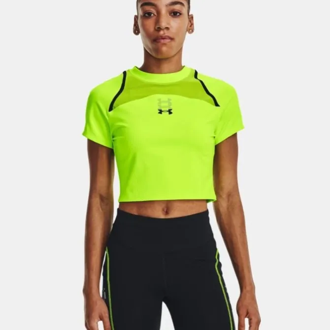 Under Armour Laufshirts>Run Anywhere Crop SS Gelb