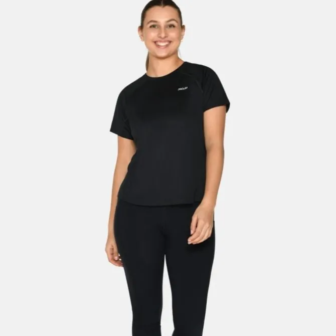 Zebdia Laufshirts>Chest Print Sports SS Tee Schwarz